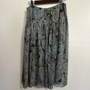 Nine West Paisley Midi Skirt - Blue and Black